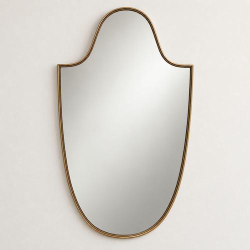 Contemporary Large Italian Shield-Shaped Brass Wall Mirror in the style of Gio Ponti, 1950s For Sale - Image 3 of 7