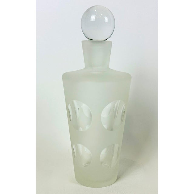 Glass Art Deco Style Frosted Glass Decanter from Desná, 1960s For Sale - Image 7 of 7