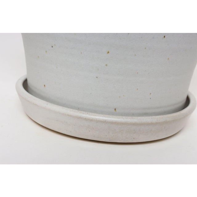 Vintage Lilac and Pale Gray Studio Ceramic Planter With Plate by Deanna Nichols For Sale - Image 16 of 18
