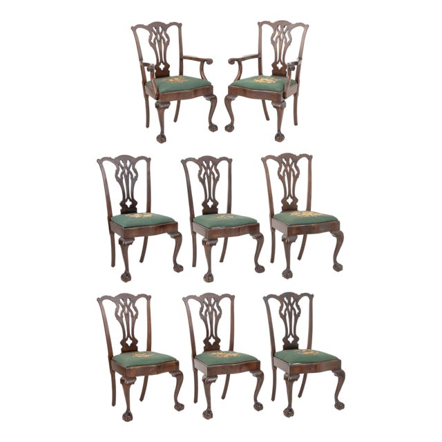 George III Style Mahogany Dining Chairs, 8 For Sale