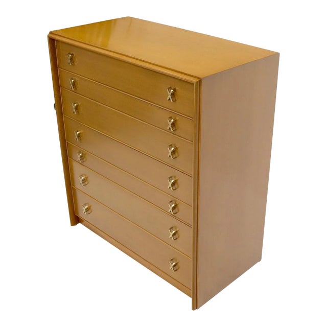 Paul Frankl X-Pulls Drawers High Chest Dresser For Sale