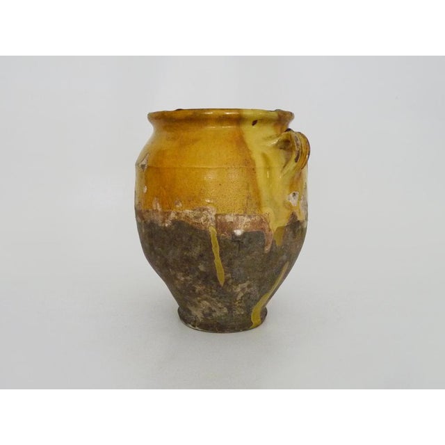 Magnificent glazed yellow terracotta preserve pot, southwest France. Storage pot. Pyrenees, 19th century. Antique glazed...
