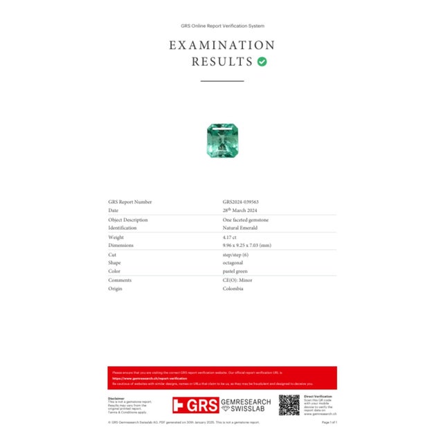 4.17 Carat Colombian Emerald & Diamond Unisex White Gold Ring, Size 7.25 For Sale - Image 13 of 13