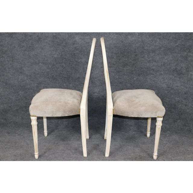 1970s Set of 10 Maison Jansen Balloon Back Paint Decorated Distressed Dining Chairs For Sale - Image 5 of 18