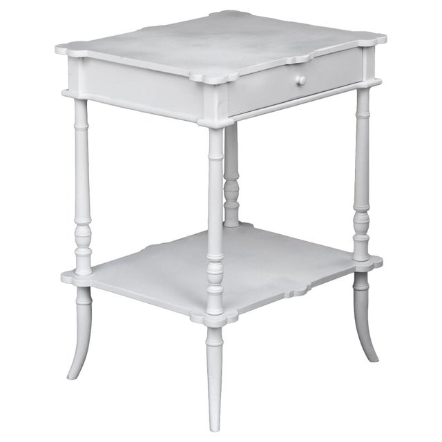 Wood Vintage White Bedside Accent Table For Sale - Image 7 of 9