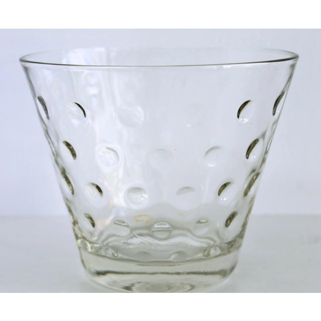 Mid-Century Modern Mid Century Modern Dot Pattern Crystal Ice Bucket With Silver Plated Tongs Barware For Sale - Image 3 of 8