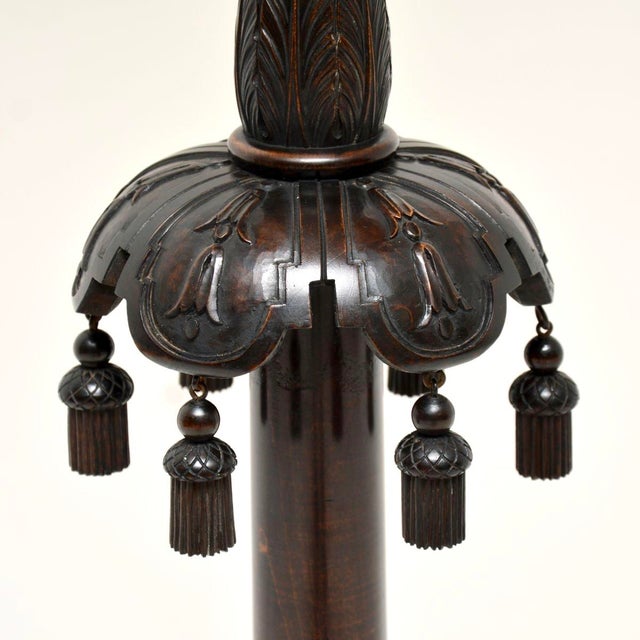 Brown Antique Victorian Floor Lamp in Carved Mahogany, 1890 For Sale - Image 8 of 13