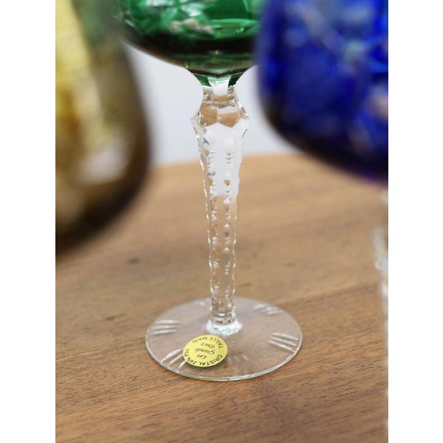 Glass Colored Crystal Wine Glasses, Set of 6 For Sale - Image 7 of 10