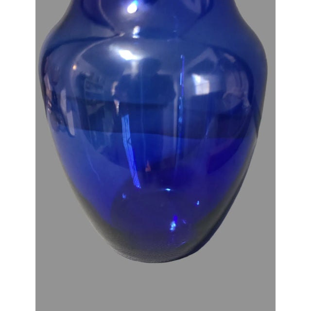 Vintage Bohemian Cobalt Blue Glass Vase For Sale - Image 4 of 6