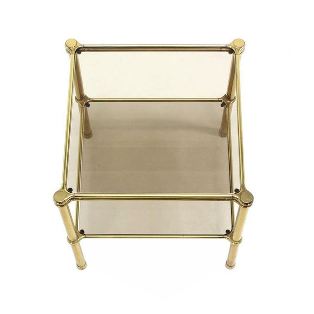 Mid 20th Century Unusual Brass Square Two-Tier Side or End Table For Sale - Image 5 of 6