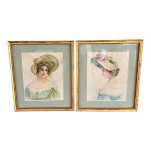 Pair of Vintage Framed Advertising Prints Titled "American Girl"
