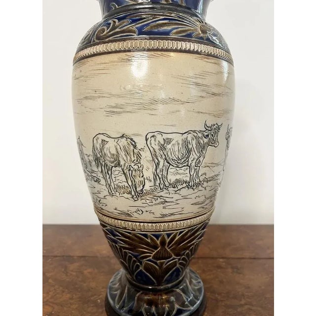 Large Antique Vase by Hannah Barlow for Doulton Lambeth, 1880s For Sale - Image 3 of 12