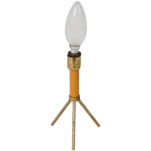 Mid-Century Italian Tripod Brass and Lacquered Metal Table Lamp, 1950s For Sale - Image 6 of 6