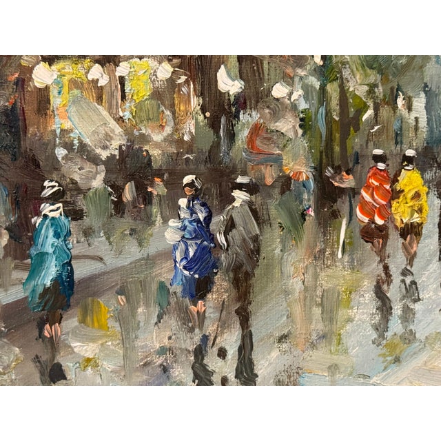 Paris Street Scene with Figures Parisian Street 20th Century Post-Impressionism 1975 Circa For Sale - Image 10 of 18