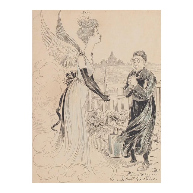 Composition - Original China Ink and Pastel on Paper - Early 20th Century Early 20th Century For Sale