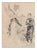 Composition - Original China Ink and Pastel on Paper - Early 20th Century Early 20th Century For Sale