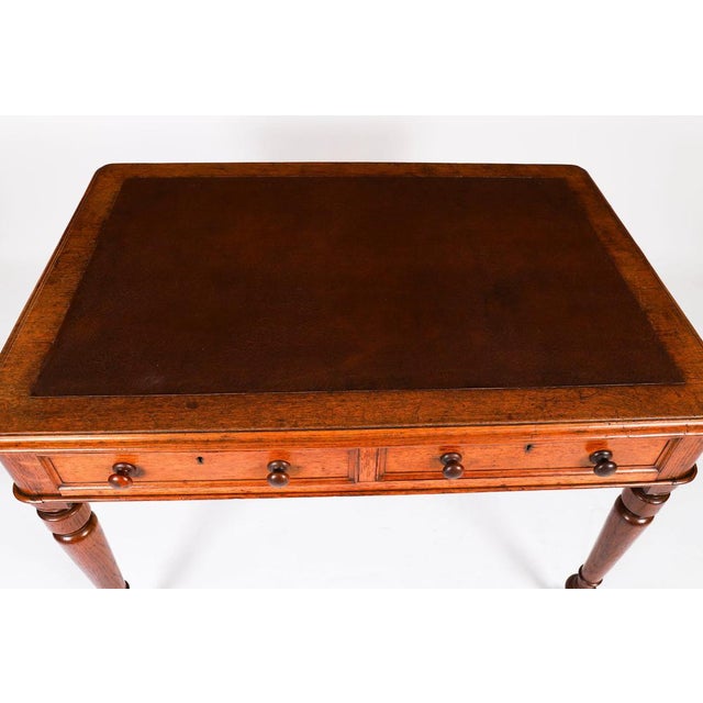 Antique Victorian Oak 6-Drawer Writing Desk, 19th Century For Sale - Image 11 of 18