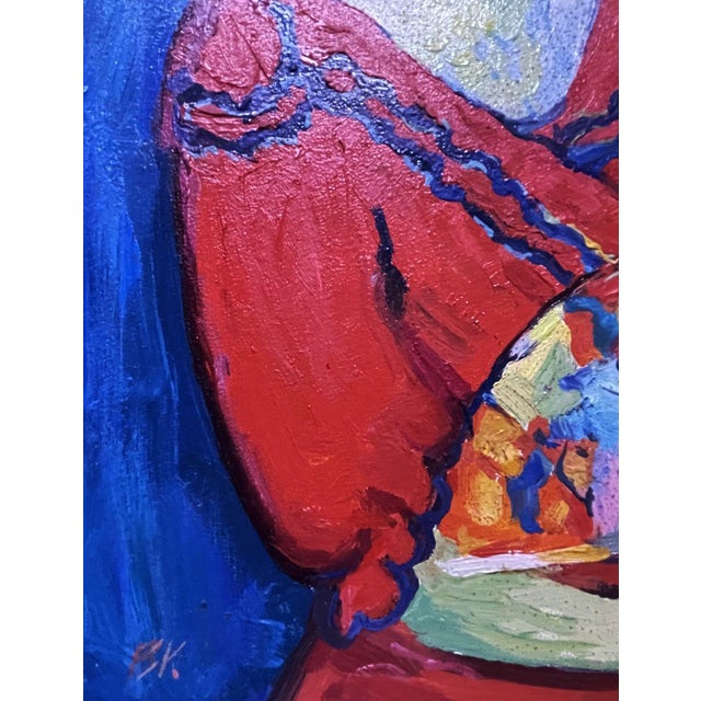 *** ABOUT THIS PAINTING *** * TITLE: ""Girl in Red with a Fan"" * ARTISTS: Victor Konotopsky * SIZE: 40x32 cm/'15.74x12.59...