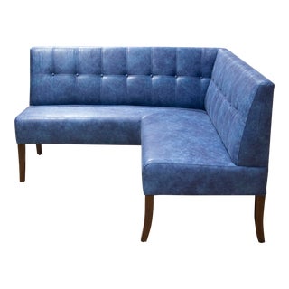 Modern Custom Made Faux Leather Corner Banquette For Sale