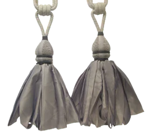 Pewter & Black Tiebacks With Ballgown Tassels - a Pair