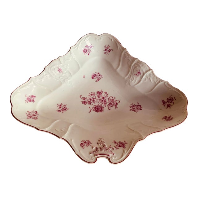 French Porcelain , Diamond Shape Serving Dish, Circa 1820 — Rose Floral For Sale