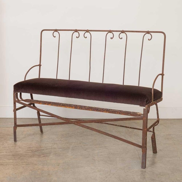 1940s 1940s French Wrought Iron Hall Bench For Sale - Image 5 of 13