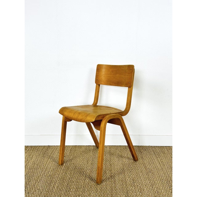 Set of Vintage School Chairs in Beech, 1960 For Sale - Image 10 of 16