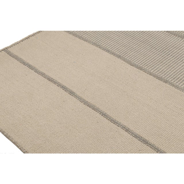 2010s Rug & Kilim’s Contemporary Kilim in Beige & Gray Stripes For Sale - Image 5 of 7