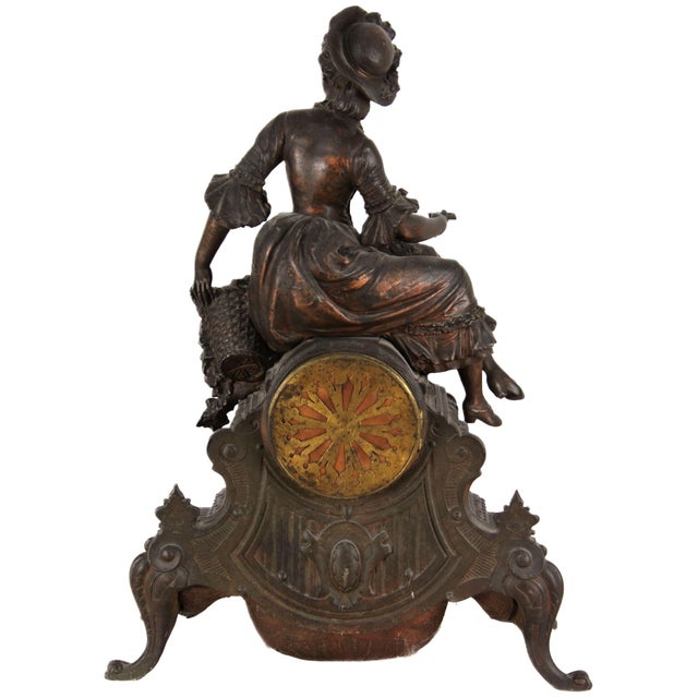 Late 19th Century French Fireplace Clock in Bronze with Brass Movement by S. Marti & Cie, 1870s, Set of 3 For Sale - Image 5 of 18