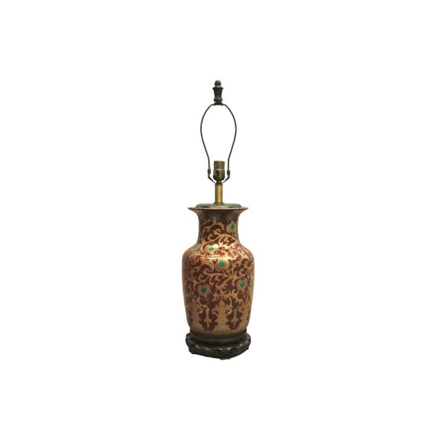Red European Chinoiserie Table Lamp in Red and Gold For Sale - Image 8 of 8