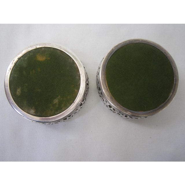 Vintage English Cobalt Silverplate Wine Coasters, Pair For Sale - Image 4 of 7