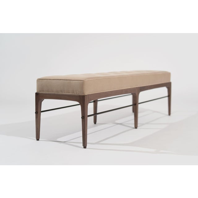 Mid-Century Modern Linear Bench in Natural Wanut Series 60 by Stamford Modern For Sale - Image 3 of 18