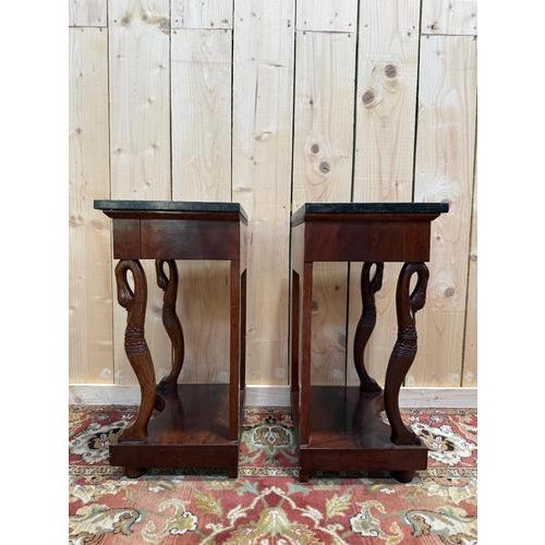 Wood Empire-Style Bedside Tables, Set of 3 For Sale - Image 7 of 8