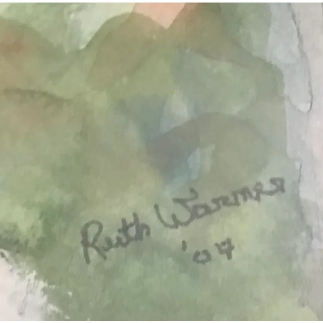 African Monkey With Beard / Wildlife Watercolor and Crayon MIX Media Painting - Signed Ruth Warner 2007 For Sale - Image 3 of 5