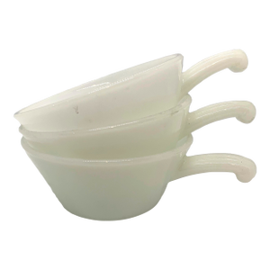 1950s Mid Century Milk Glass Fire King Personal Casserole Dishes Set of 3