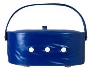 Vintage Sewing Box in Blue Imitation Leather, 1970s