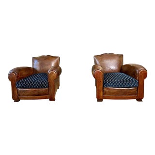 1930 Art Deco French Mustache Back Club Chairs, Christian Lacroix Cushions- a Pair For Sale