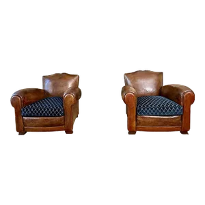1930 Art Deco French Mustache Back Club Chairs, Christian Lacroix Cushions- a Pair