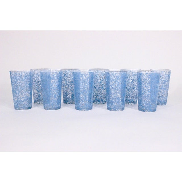 Glass 1950's Powder Blue Spaghetti String Glasses, Set of 10 For Sale - Image 7 of 7