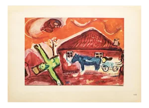 1947 After Marc Chagall, "Via Dolorosa", First Edition Period Parisian Offset Lithograph