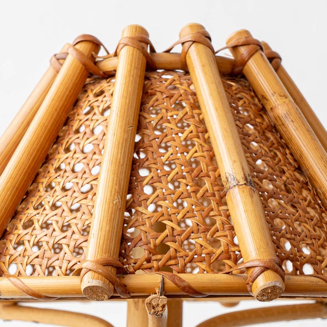 Vintage French Riviera Rattan Table Lamps in the style of Louis Sognot, 1960s, Set of 2 For Sale - Image 10 of 12