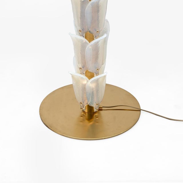 Metal Iridescent Murano Glass and Brass Palm Tree Floor Lamp, 2000 For Sale - Image 7 of 10
