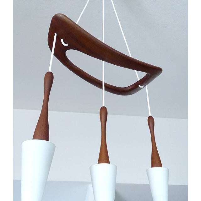 Vintage Pendant Light in Teak and Glass from Rispal For Sale - Image 4 of 18