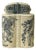 Cream Celadon Porcelain Blue Flower Graphic Cylindrical Container For Sale
