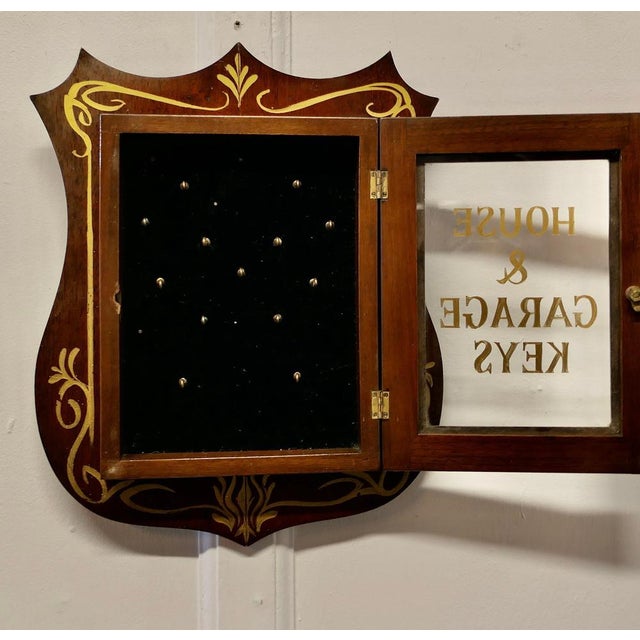 1920s Household Key Cupboard with Small Glass Fronted Walnut, 1920s For Sale - Image 5 of 7