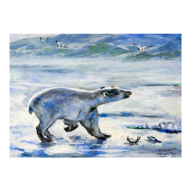 Late 20th Century Polar Bear Painting by Simon Michael For Sale