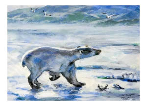 Late 20th Century Polar Bear Painting by Simon Michael