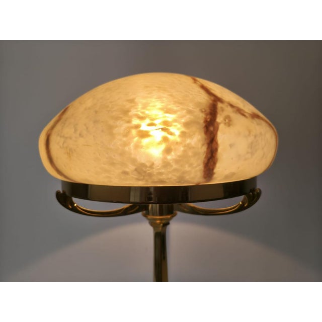 Large Postmodern Brass and Marbled Glass Table Lamp, 1960s For Sale - Image 10 of 18