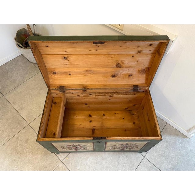 Green Tyrolean Rustic Hand-Painted Chest For Sale - Image 8 of 14