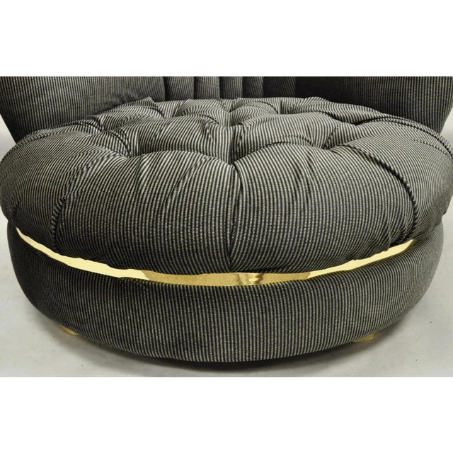 Late 20th Century Mid Century Modern Milo Baughman Style Round Black Club Lounge Chair - A Pair For Sale - Image 4 of 12